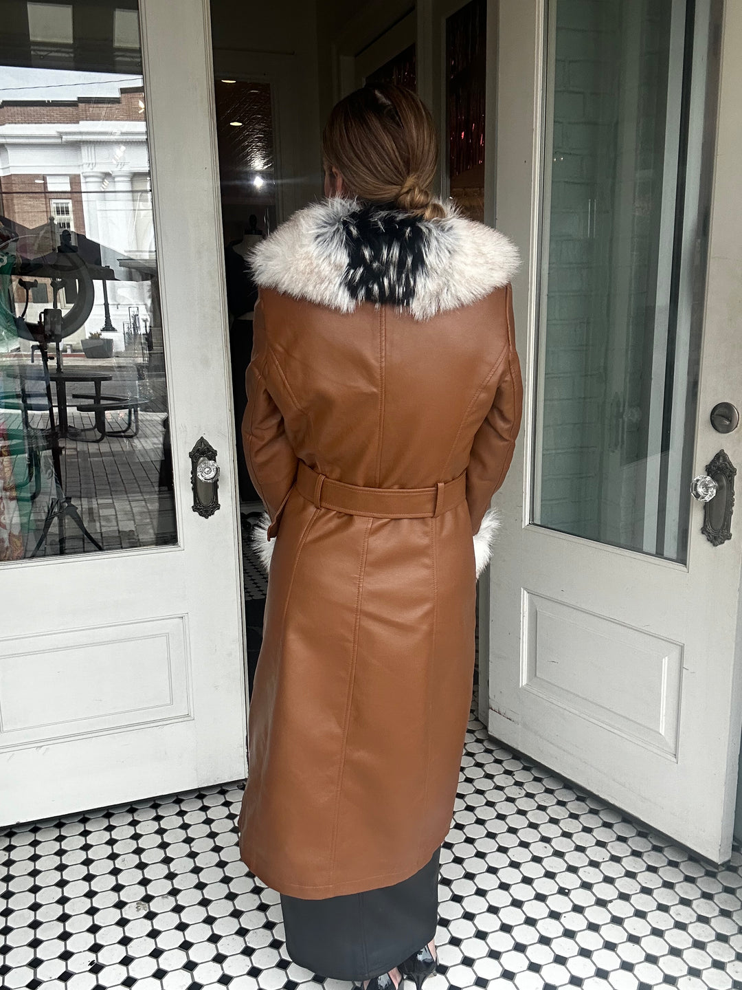 Baxter Faux Leather W/Fur Trim Trench Coat-Jackets-Azalea Wang-Shop with Bloom West Boutique, Women's Fashion Boutique, Located in Houma, Louisiana