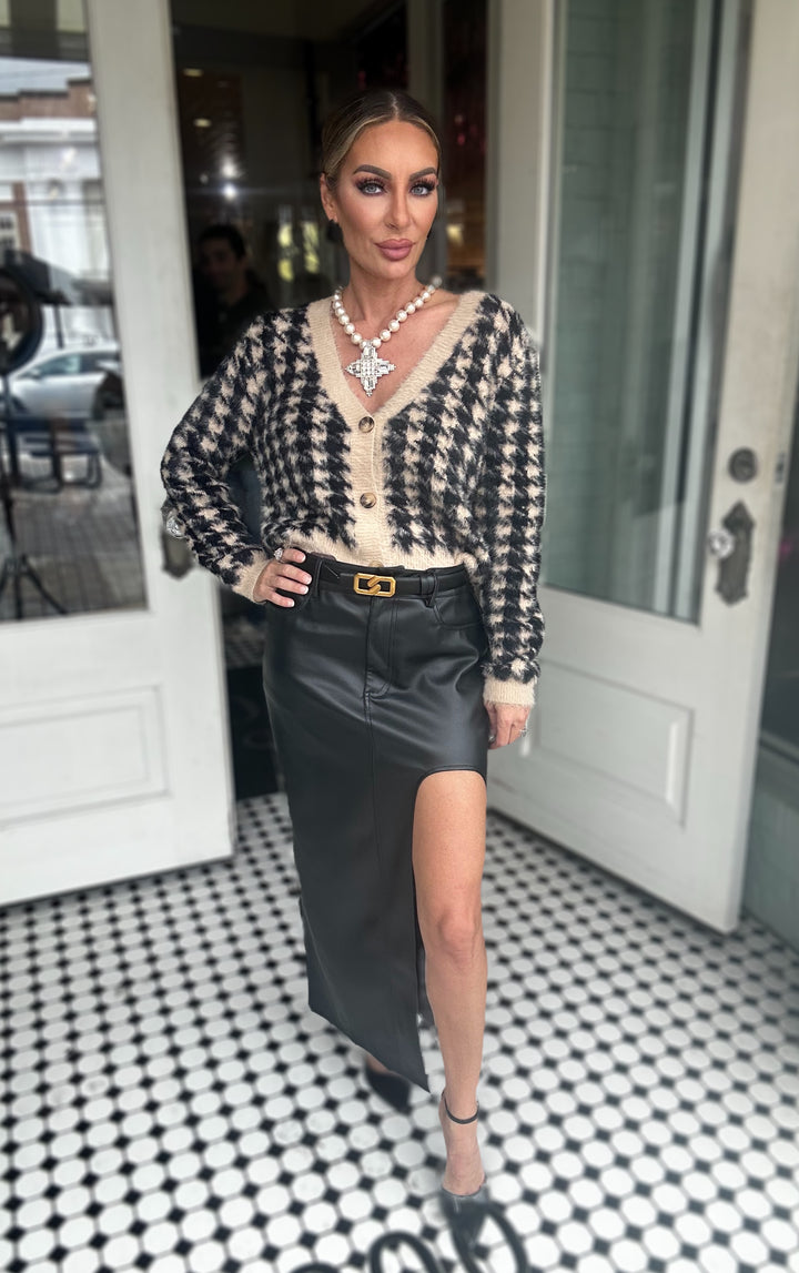 Lena Leather Cut Out Midi Skirt-Skirts-Lena-Shop with Bloom West Boutique, Women's Fashion Boutique, Located in Houma, Louisiana