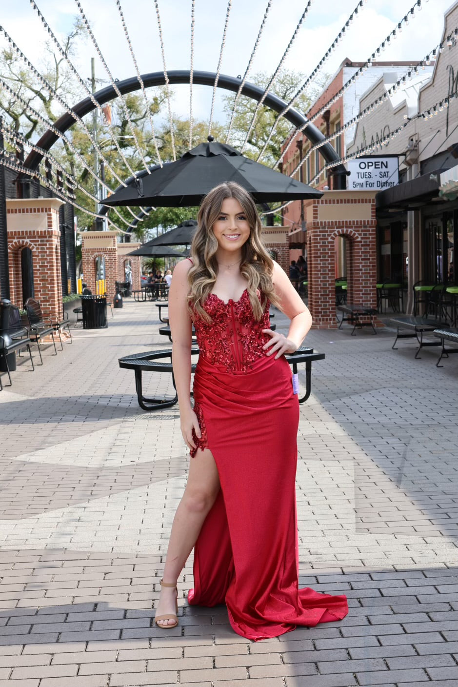 Katanna Stretch Satin Glitter & Lace Fitted Gown-Dresses-17 young dress-Shop with Bloom West Boutique, Women's Fashion Boutique, Located in Houma, Louisiana