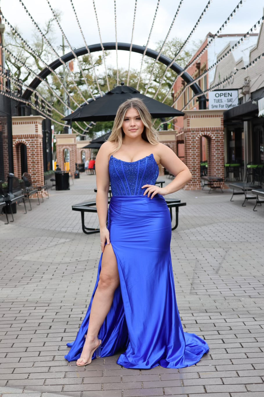 Bailey Embellished Corset Satin Gown-Dresses-Ruby Prom-Shop with Bloom West Boutique, Women's Fashion Boutique, Located in Houma, Louisiana
