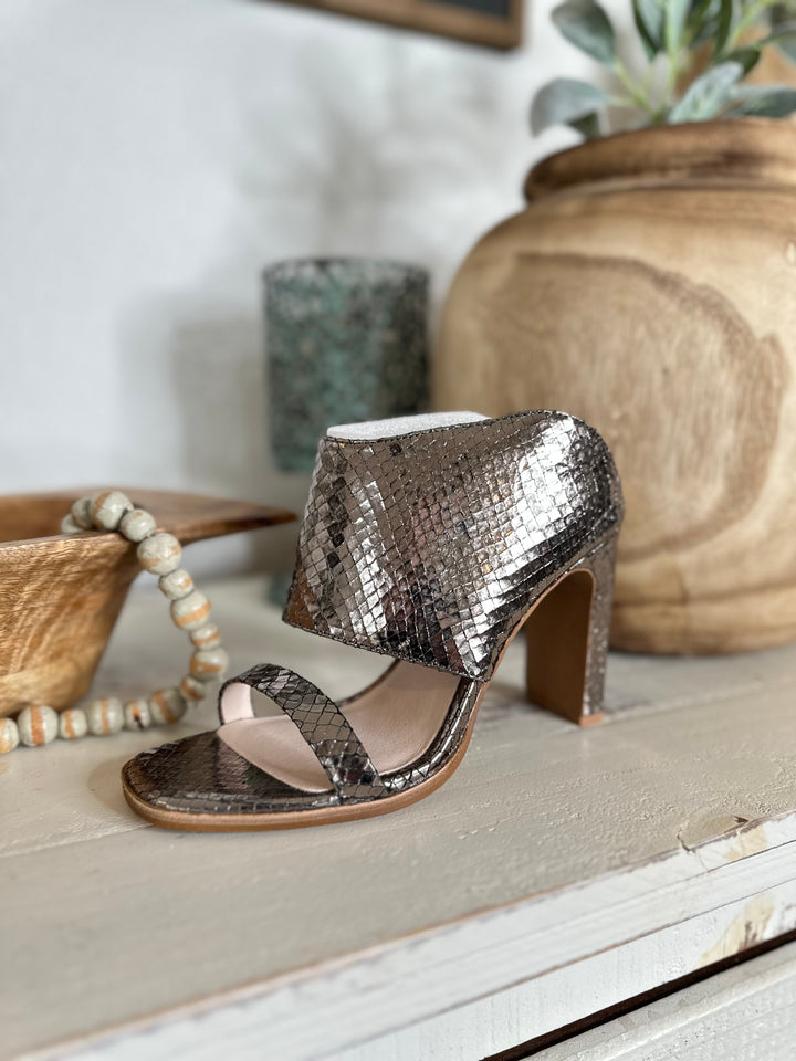 Linx Slide Heel-Pewter-Heels-42 gold-Shop with Bloom West Boutique, Women's Fashion Boutique, Located in Houma, Louisiana