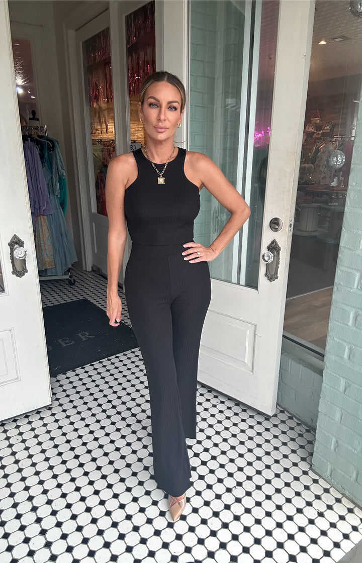 Lola Ribbed Cropped Top & Bootcut Pants Set-Outfits-Capella Apparel-Shop with Bloom West Boutique, Women's Fashion Boutique, Located in Houma, Louisiana