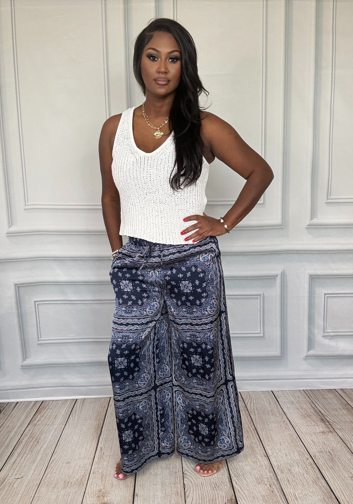 Bandana Baddie Pants-Pants-skies are blue-Shop with Bloom West Boutique, Women&