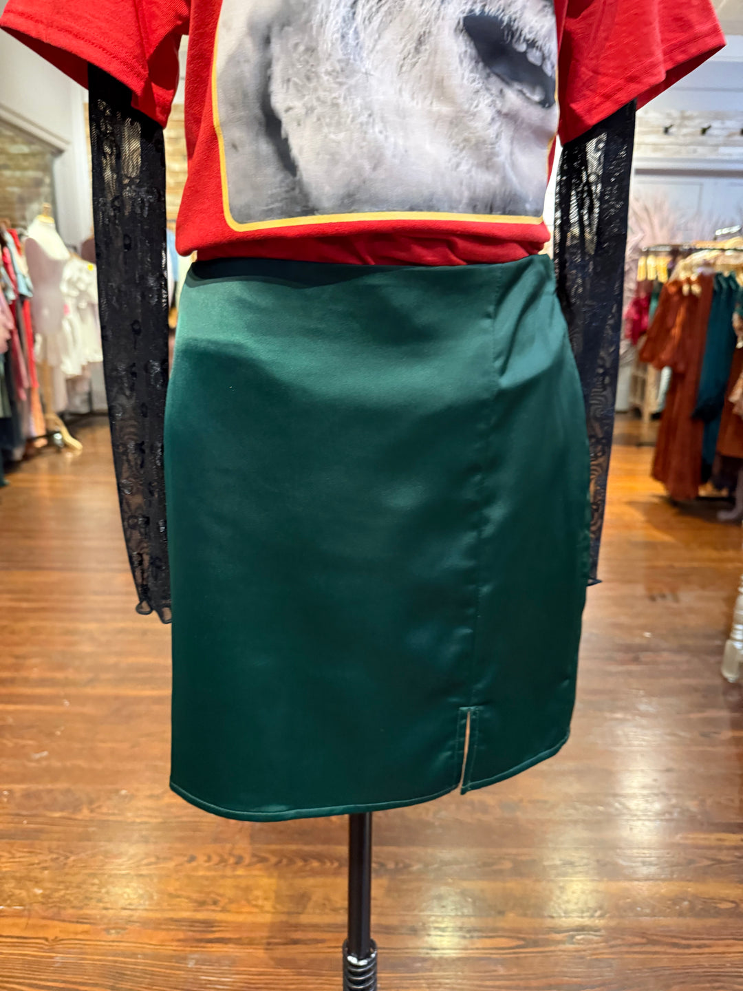 Cheers To That Green Mini Skirt-Skirts-Calico's Grove-Shop with Bloom West Boutique, Women's Fashion Boutique, Located in Houma, Louisiana