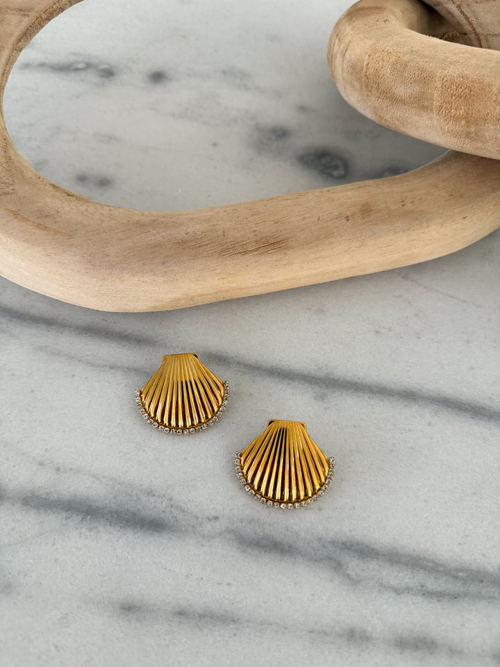 DIAMOND SEASHELL EARRINGS-Chansuttpearls-Shop with Bloom West Boutique, Women&