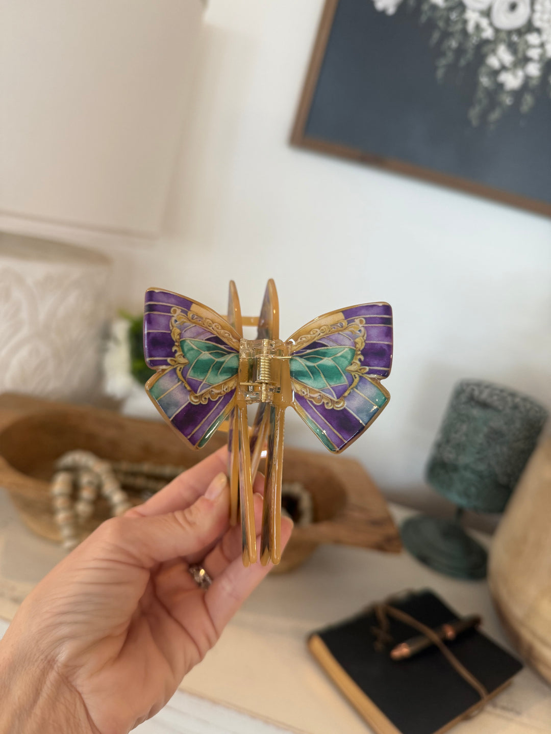 Mardi Gras Bow Claw Clip