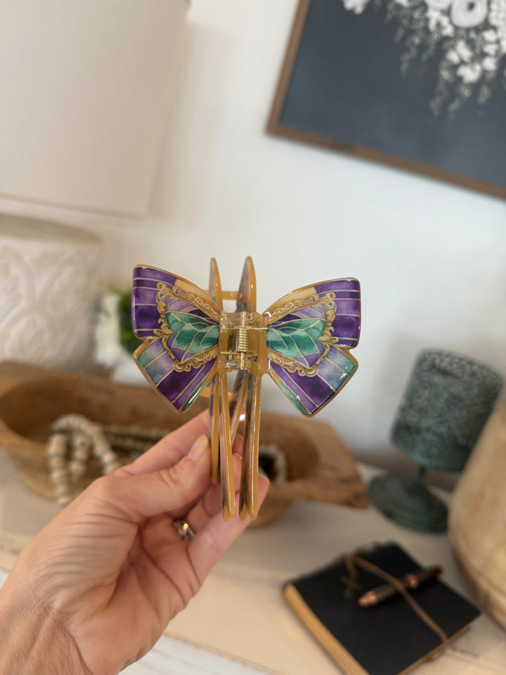 Mardi Gras Bow Claw Clip