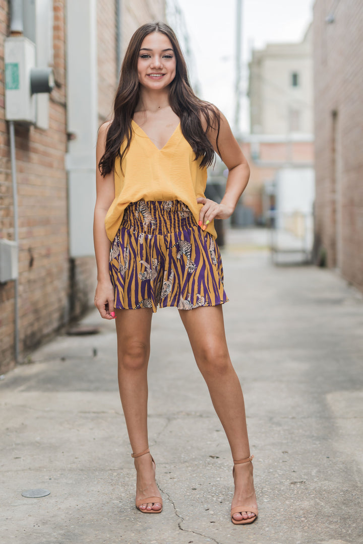 Roxy Gold Airflo Solid Print Front Tank W/Lining-Tank Tops-Bloom West Boutique-Shop with Bloom West Boutique, Women's Fashion Boutique, Located in Houma, Louisiana