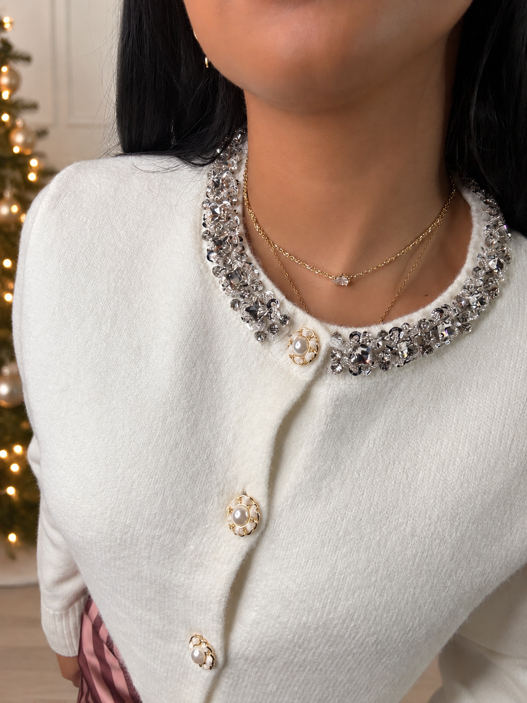 December in Diamonds Cardigan In Winter White