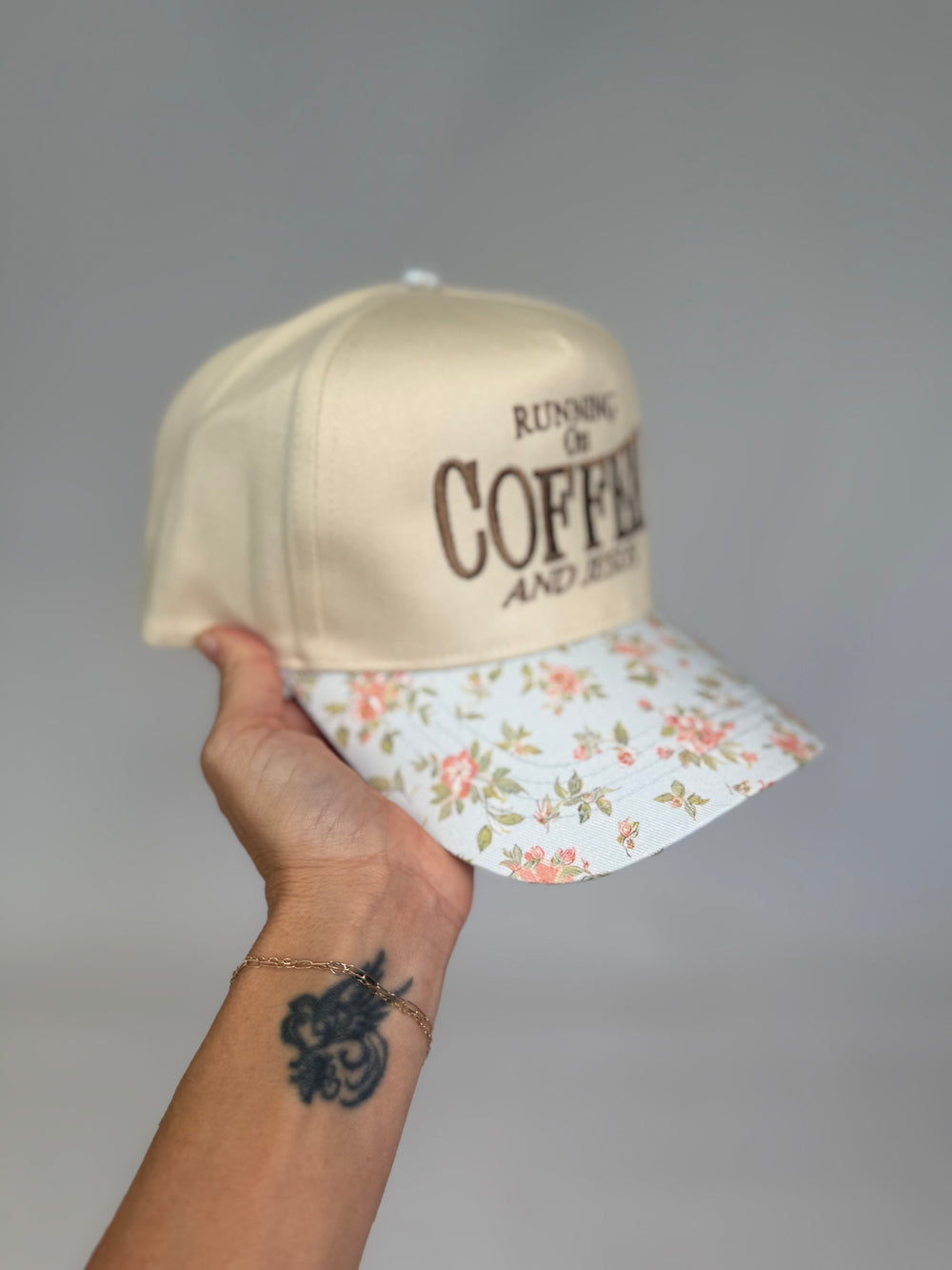 Coffee and Jesus floral hat-Hats-Gospel Gear Co-Shop with Bloom West Boutique, Women's Fashion Boutique, Located in Houma, Louisiana