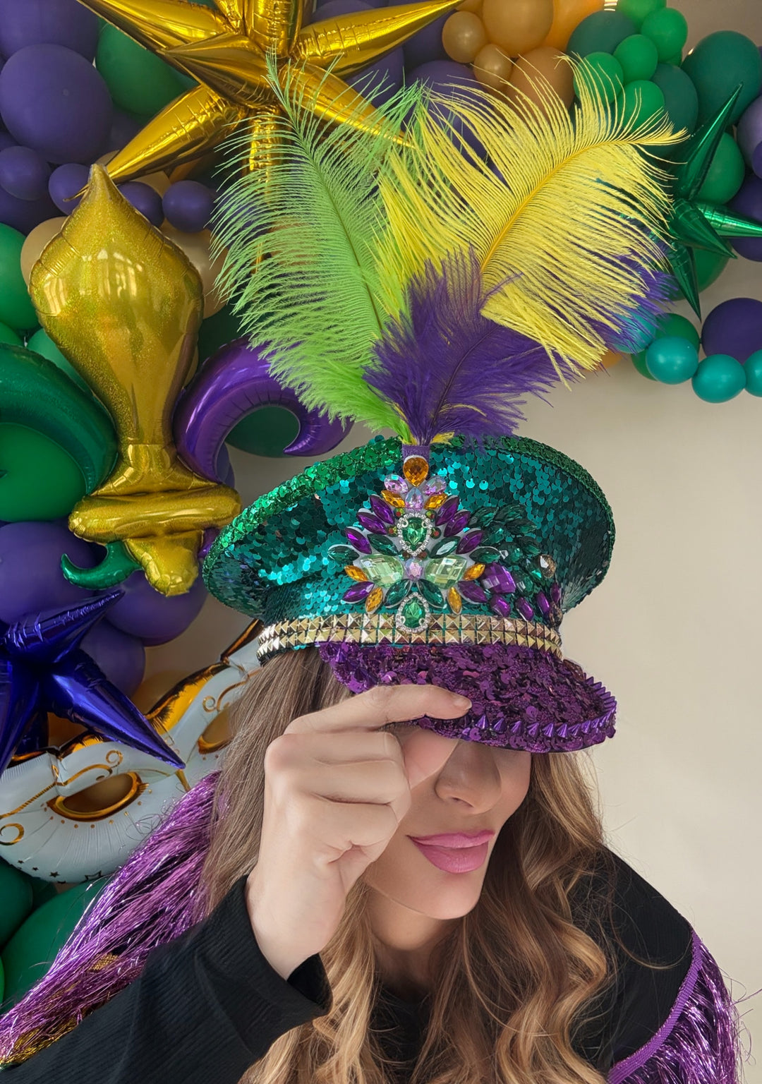 Mardi Gras Sequin Stone Captains Hat-Hats-songlily-Shop with Bloom West Boutique, Women's Fashion Boutique, Located in Houma, Louisiana