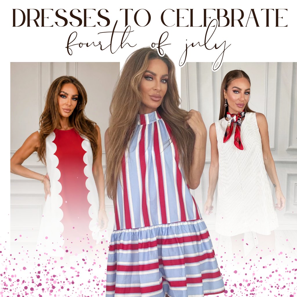 Three women wearing dresses suitable for celebrating the Fourth of July | Bloom West Boutique | Houma, LA