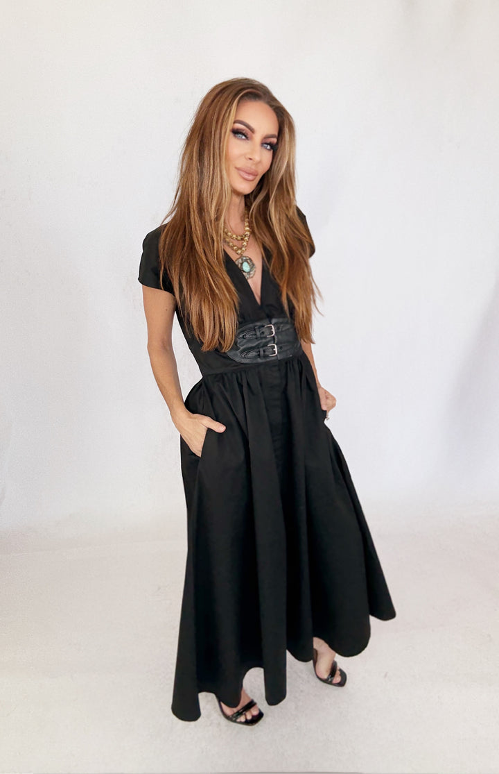 Raven Muse Midi Dress-Dresses-Endless Blu-Shop with Bloom West Boutique, Women's Fashion Boutique, Located in Houma, Louisiana