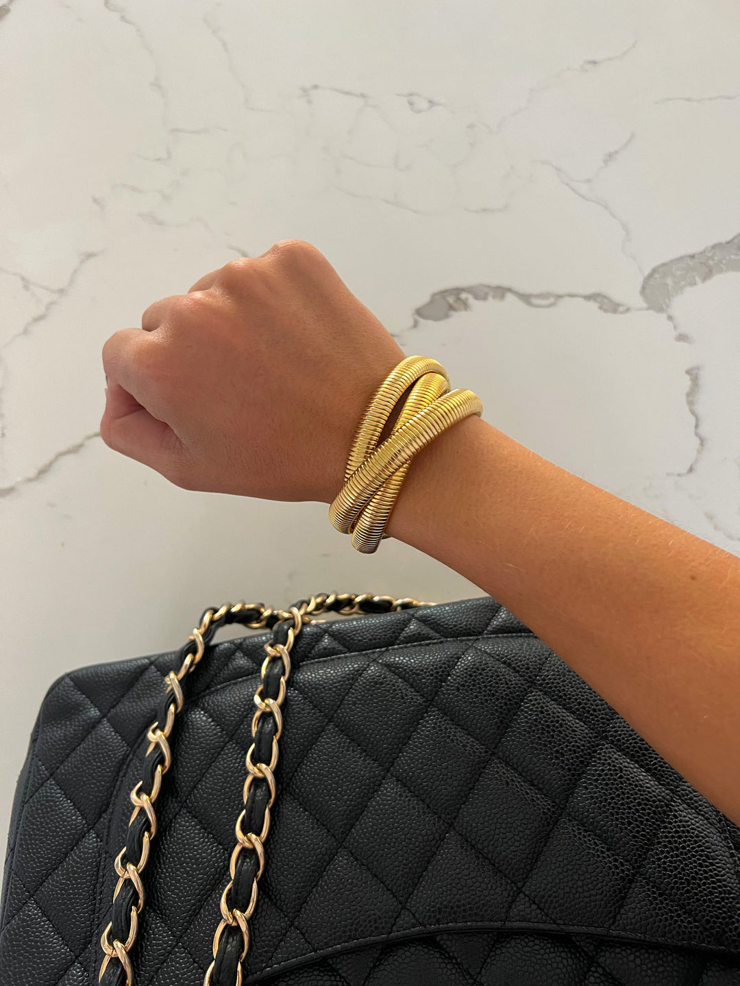 TRIPLE GOLD EMMA BRACELET-Bracelet-Chansuttpearls-Shop with Bloom West Boutique, Women&