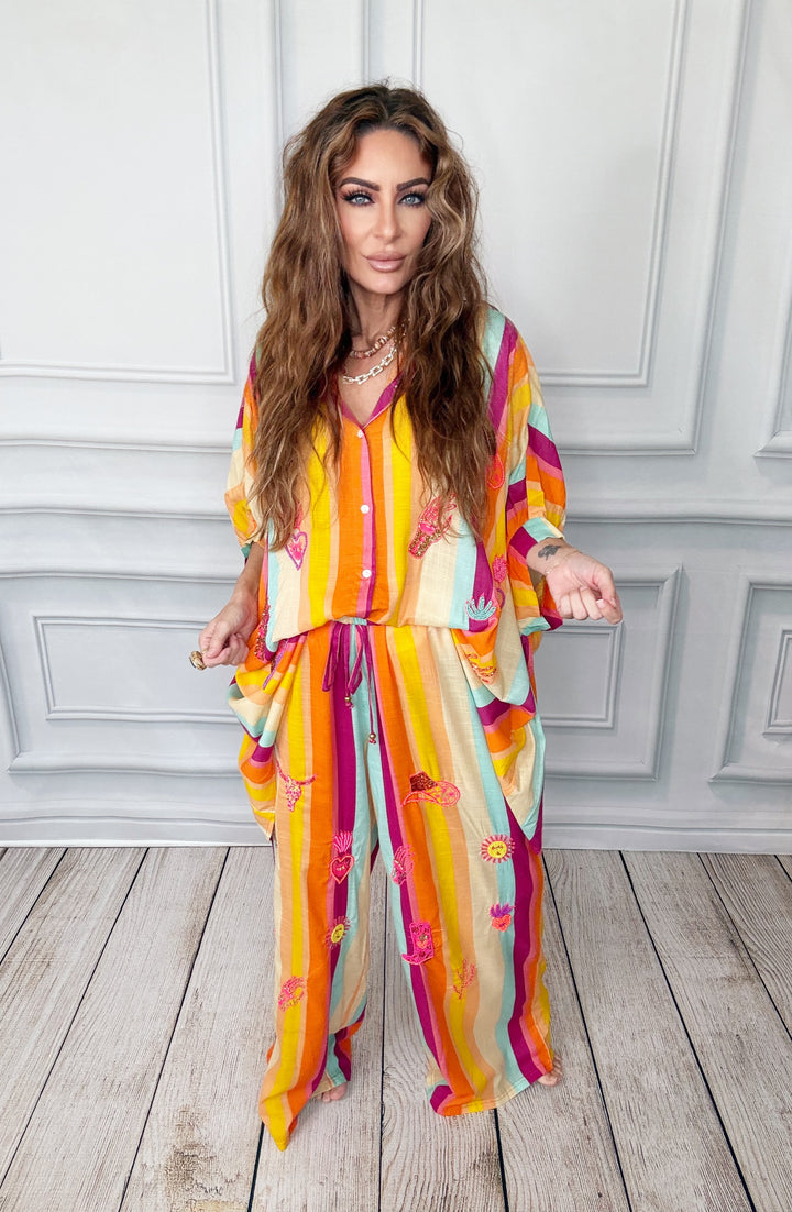 Savannah Sunshine Pants-Pants-Gold and Silver-Shop with Bloom West Boutique, Women's Fashion Boutique, Located in Houma, Louisiana