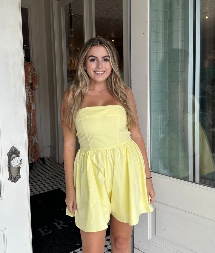 Amelia Smocked Back Tube Top Romper-Rompers-mable-Shop with Bloom West Boutique, Women's Fashion Boutique, Located in Houma, Louisiana