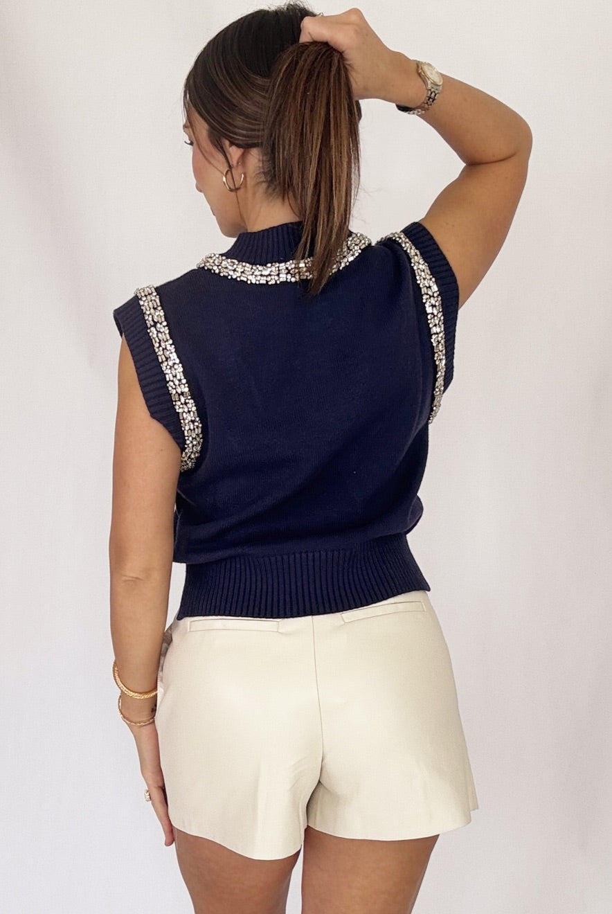 THML Sleeveless RhinestoneKnit Top-Tops-THML-Shop with Bloom West Boutique, Women's Fashion Boutique, Located in Houma, Louisiana