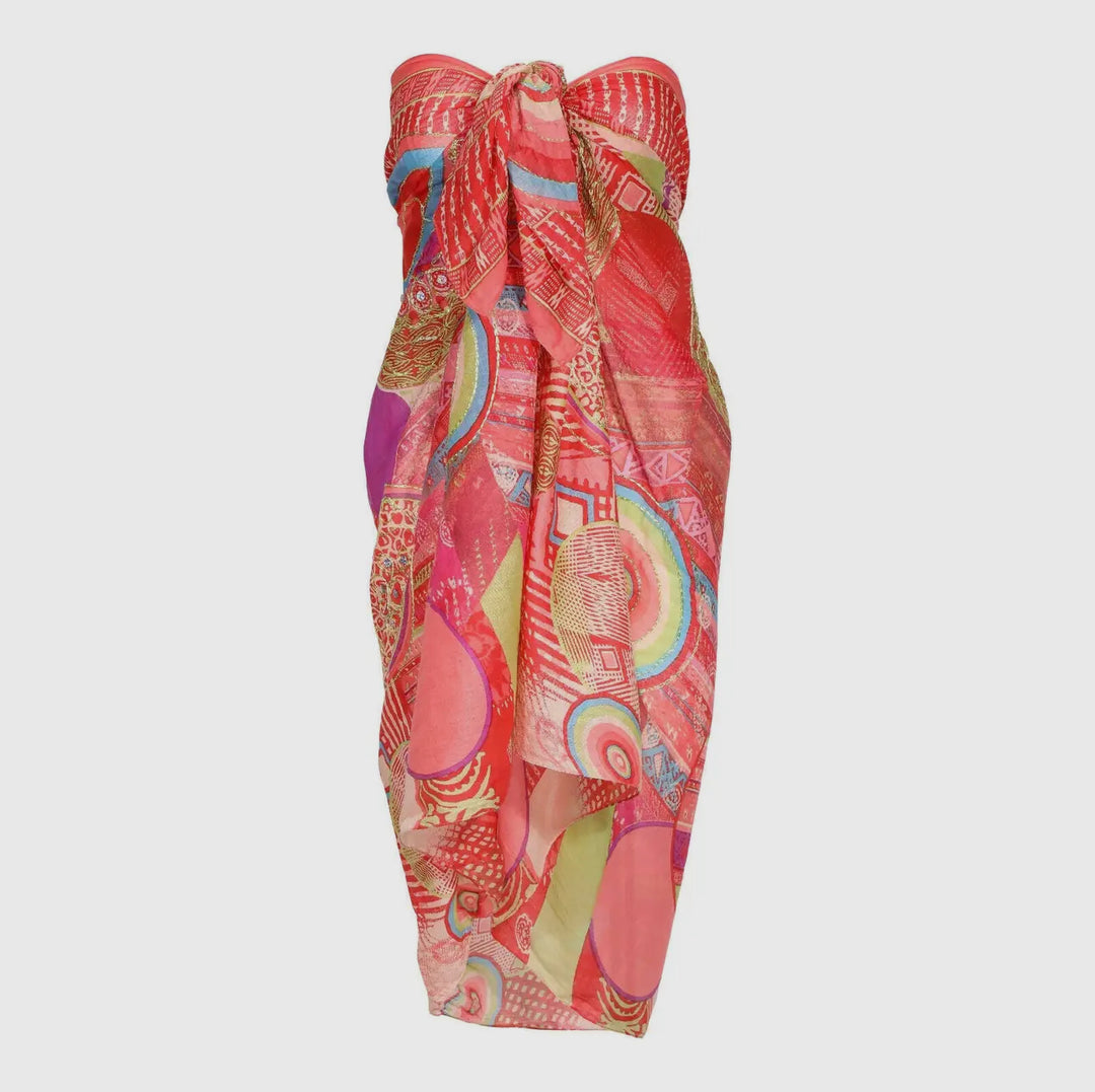 Bright Beach wrap Embroidered Cotton Sarong-Cover Ups-Dalfiya-Shop with Bloom West Boutique, Women's Fashion Boutique, Located in Houma, Louisiana