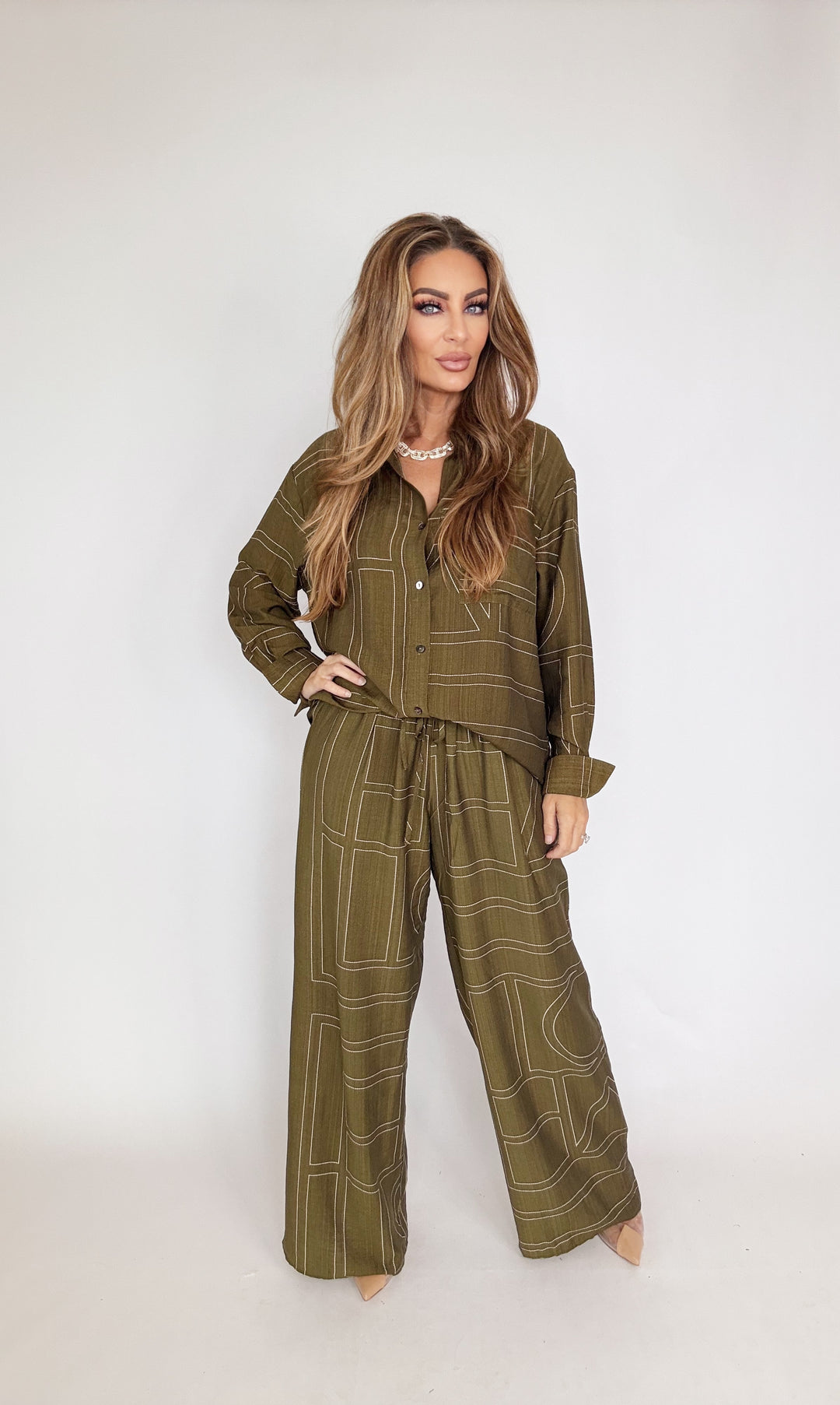 The Monroe Button-Up Top Olive-Tops-Entro-Shop with Bloom West Boutique, Women's Fashion Boutique, Located in Houma, Louisiana