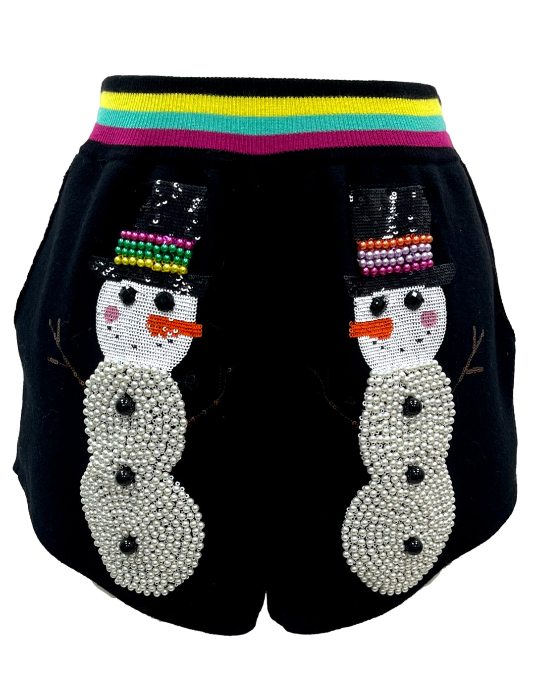 Queen Of Sparkles Black Pearl Snowman Knit Shorts-Shorts-Queen Of Sparkles-Shop with Bloom West Boutique, Women's Fashion Boutique, Located in Houma, Louisiana