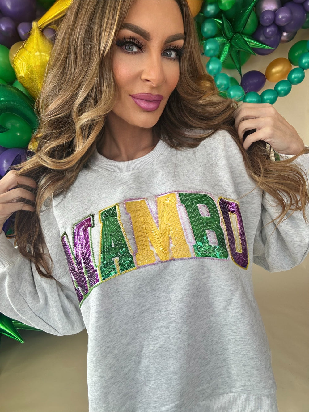 Queen Of Sparkles Mambo Mardi Sweatshirt-QOS Tops-Queen Of Sparkles-Shop with Bloom West Boutique, Women's Fashion Boutique, Located in Houma, Louisiana