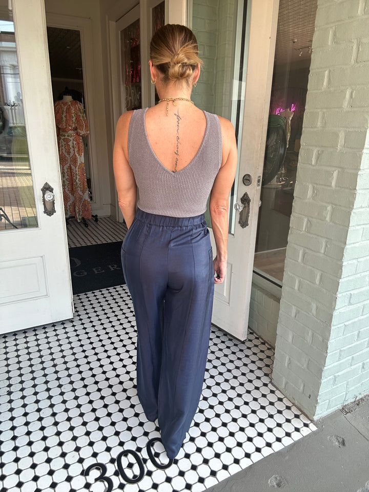 Arana High Waist Pocket Satin Pants-Dress Pants-Glam-Shop with Bloom West Boutique, Women's Fashion Boutique, Located in Houma, Louisiana