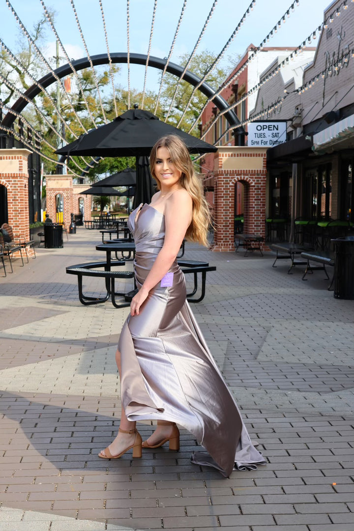 Nicolette Strapless Satin Gown-Dresses-17 young dress-Shop with Bloom West Boutique, Women's Fashion Boutique, Located in Houma, Louisiana