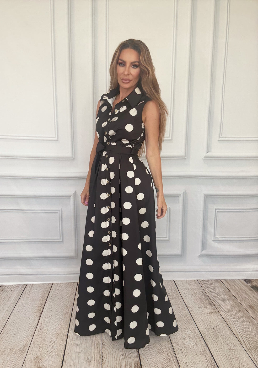 The Park Avenue Polka Dot Shirt Dress-Maxi Dresses-JADE BY JANE-Shop with Bloom West Boutique, Women&