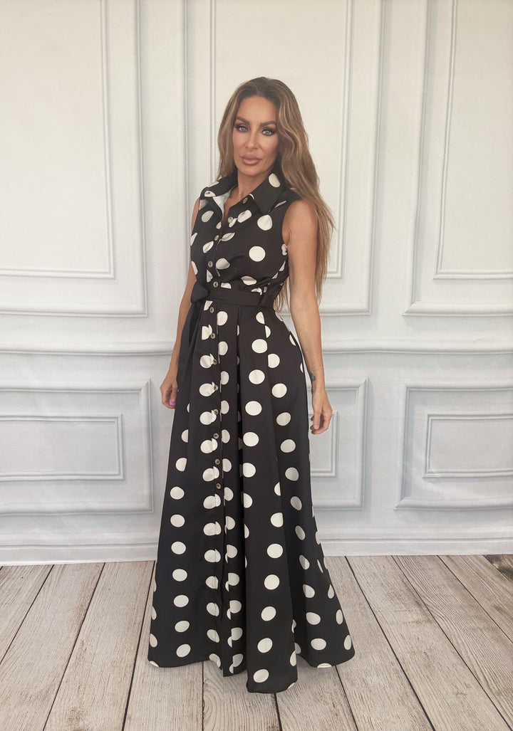 The Park Avenue Polka Dot Shirt Dress-Maxi Dresses-JADE BY JANE-Shop with Bloom West Boutique, Women&