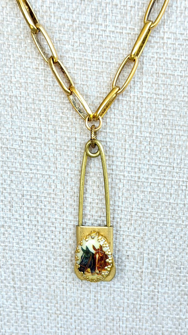 Erin Knight Twin Horse Vintage Laundry Pin-Necklaces-Erin Knight Designs-Shop with Bloom West Boutique, Women&
