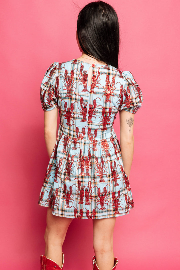 Queen Of Sparkles Plaid Crawfish Cotton Dress-QOS Dresses-Queen Of Sparkles-Shop with Bloom West Boutique, Women's Fashion Boutique, Located in Houma, Louisiana