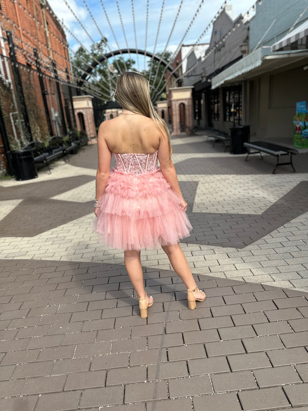 Darina Strapless Lace Corset With Tulle Ruffle Skirt Dress-Semi Formal Dresses-juliet-Shop with Bloom West Boutique, Women's Fashion Boutique, Located in Houma, Louisiana