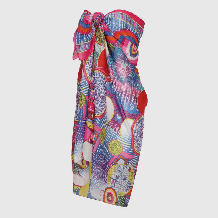 Colorful Beach Wrap Pareo Metallic Embroidered Cotton Sarong-Swimsuits-Dalfiya-Shop with Bloom West Boutique, Women's Fashion Boutique, Located in Houma, Louisiana