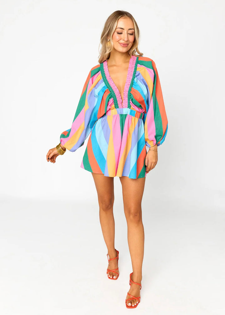 Palm Beach Buddy Love Plunge Neck Romper-Rompers-Buddy Love-Shop with Bloom West Boutique, Women's Fashion Boutique, Located in Houma, Louisiana