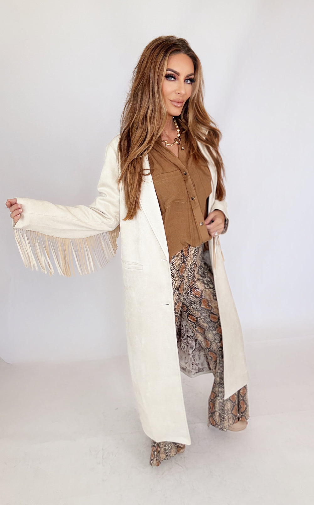 The Loretta Fringe Coat-Jackets-skies are blue-Shop with Bloom West Boutique, Women's Fashion Boutique, Located in Houma, Louisiana