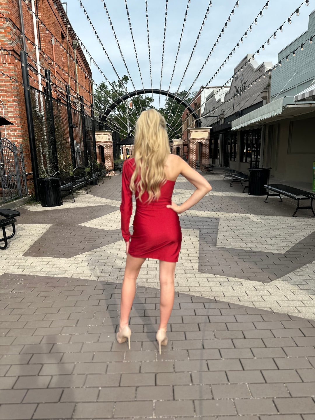 Brisa One Shoulder Puff Sleeve Bodycon Mini Dress-Dresses-Cefian-Shop with Bloom West Boutique, Women's Fashion Boutique, Located in Houma, Louisiana