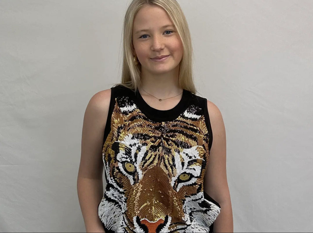 Tiger Face Women’s Sequin Tank-Graphic Tees-Bomb Designs-Shop with Bloom West Boutique, Women's Fashion Boutique, Located in Houma, Louisiana