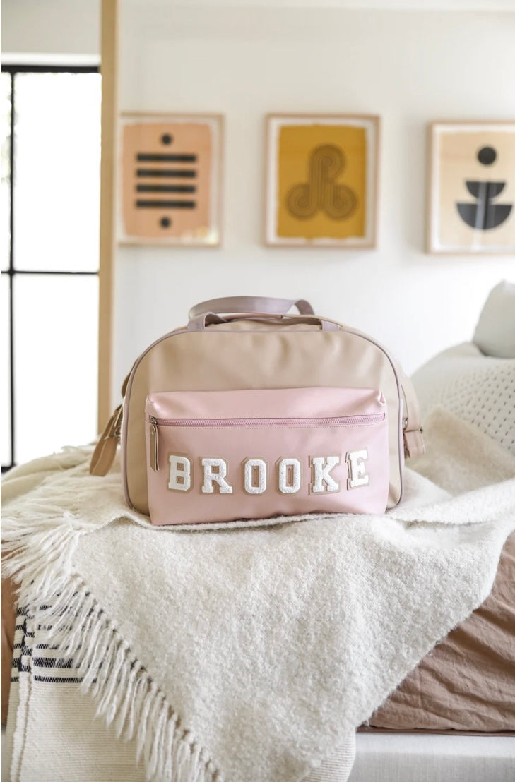 Jadelynn Brooke Lakelynn Duffle Bag- Blush/Lavender/Tan-Travel Bags-Jadelynn Brooke-Shop with Bloom West Boutique, Women's Fashion Boutique, Located in Houma, Louisiana
