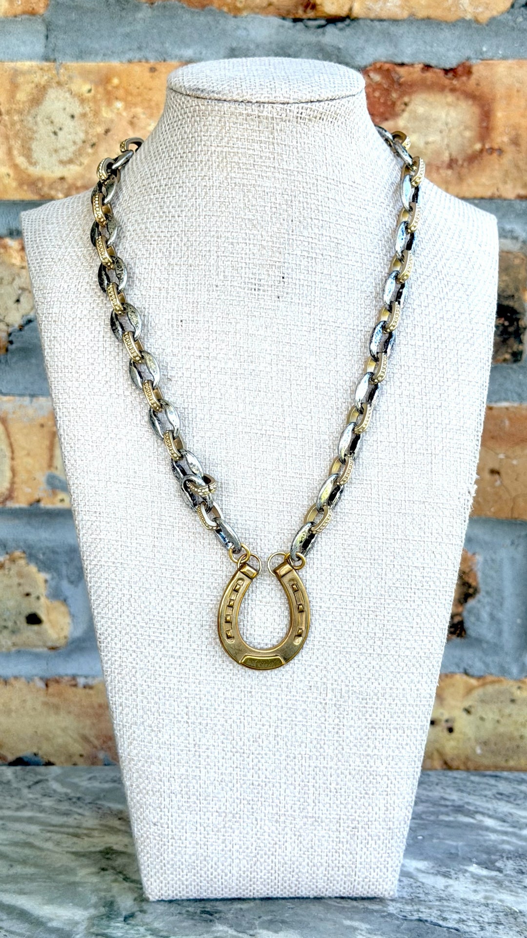 Erin Knight Mixed Metal Chain & Horse Pendant-Necklaces-Erin Knight Designs-Shop with Bloom West Boutique, Women's Fashion Boutique, Located in Houma, Louisiana