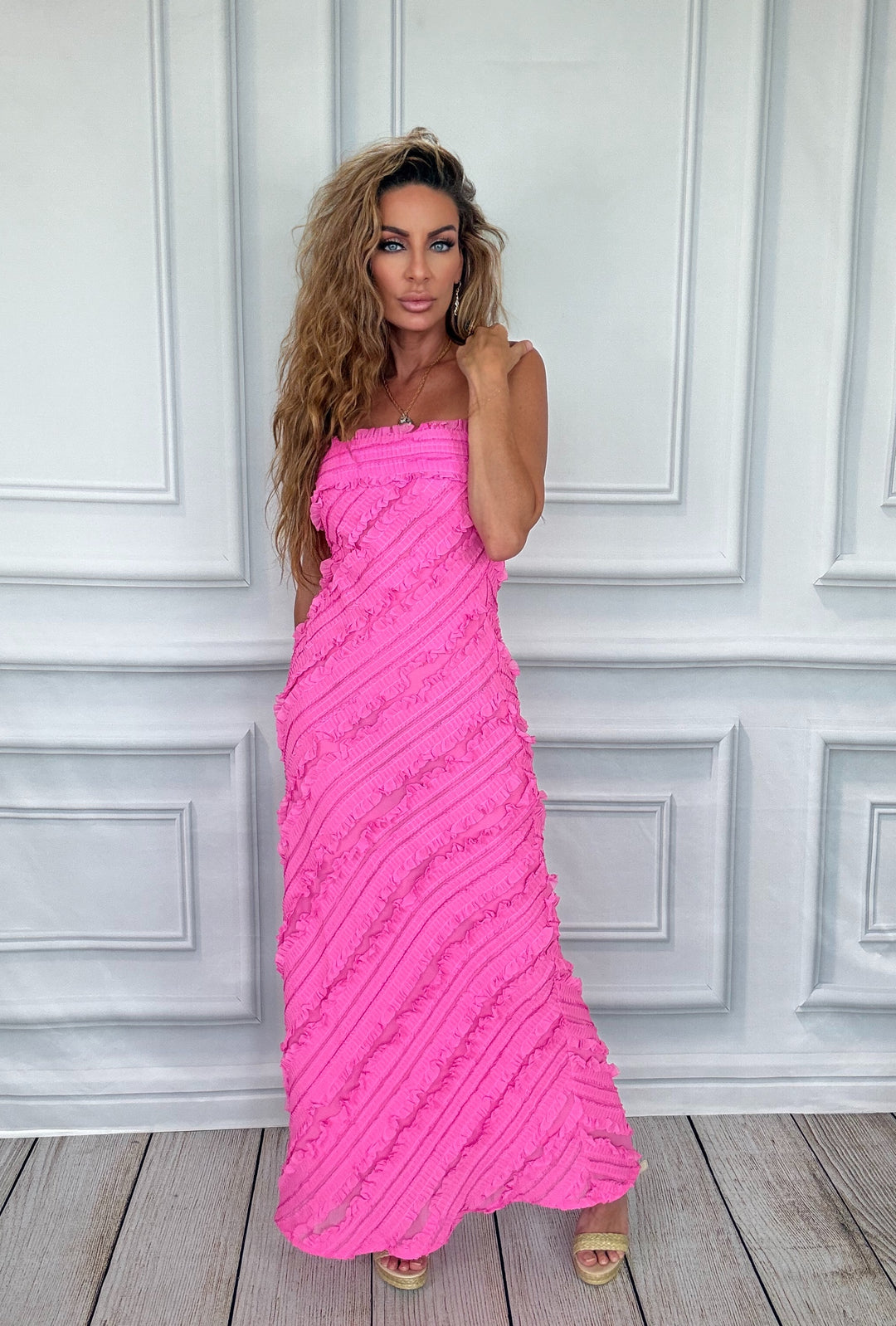 The Palm Royale Texture Gown-Maxi Dresses-2.7 August Apparel-Shop with Bloom West Boutique, Women&