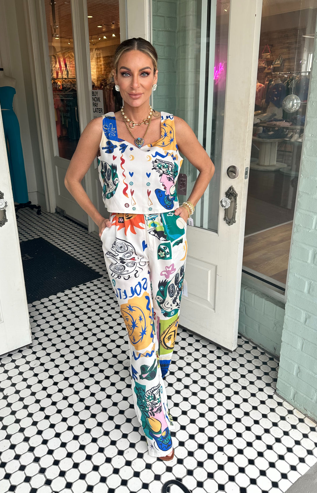 Celestial Graphic Tank And Pants Set-Outfits-Mayah Overseas-Shop with Bloom West Boutique, Women's Fashion Boutique, Located in Houma, Louisiana
