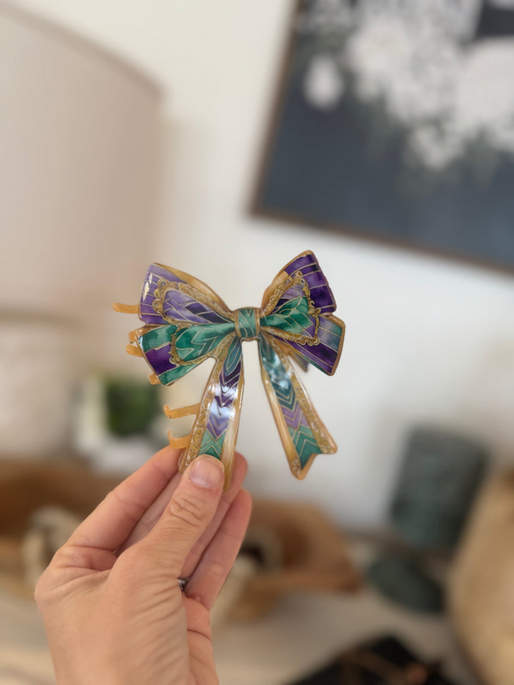 Mardi Gras Bow Claw Clip