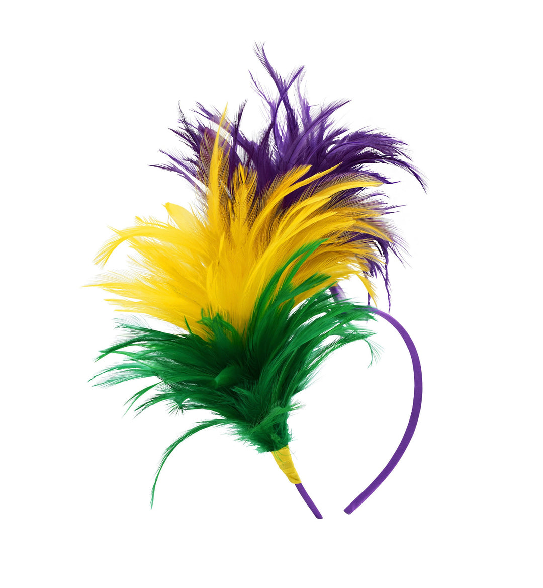 Mardi Gras Feather Fascinator Headband-Headbands-Bloom West Boutique-Shop with Bloom West Boutique, Women's Fashion Boutique, Located in Houma, Louisiana