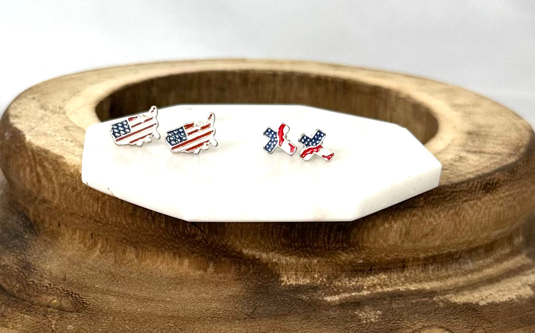 All American Heiress Stud Earrings-Jewelry-Bloom West Boutique-Shop with Bloom West Boutique, Women's Fashion Boutique, Located in Houma, Louisiana