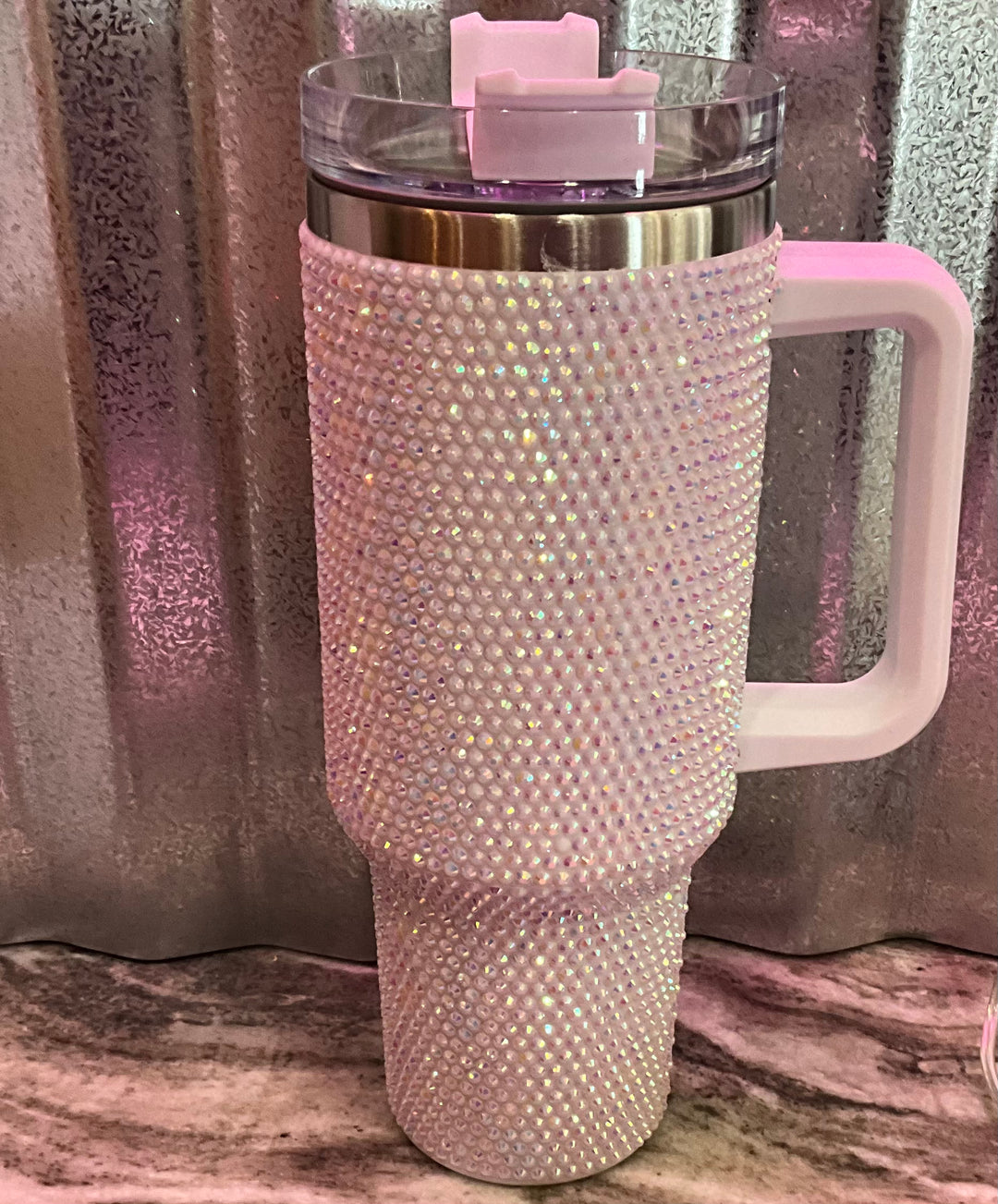 40oz White Rhinestone Tumbler-Tumblers-Bloom West Boutique-Shop with Bloom West Boutique, Women's Fashion Boutique, Located in Houma, Louisiana