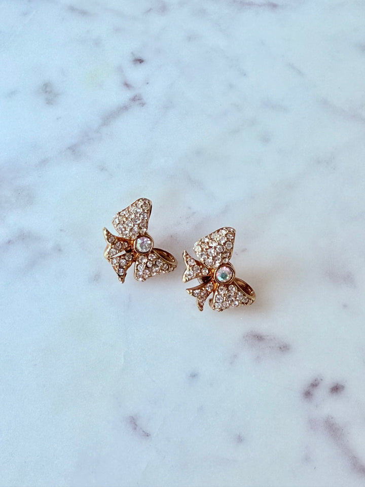 Vintage Rhinestone Bow Earrings-Jewelry-Erin Knight Designs-Shop with Bloom West Boutique, Women's Fashion Boutique, Located in Houma, Louisiana
