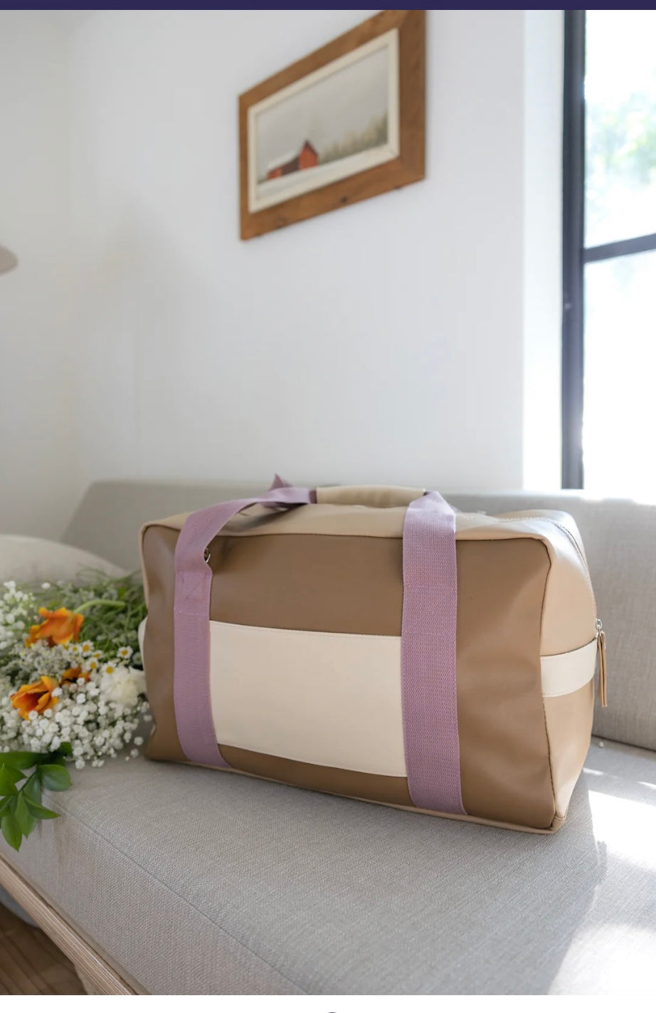 Color Block Duffle Bag Lavender/Latte-Travel-Jadelynn Brooke-Shop with Bloom West Boutique, Women's Fashion Boutique, Located in Houma, Louisiana
