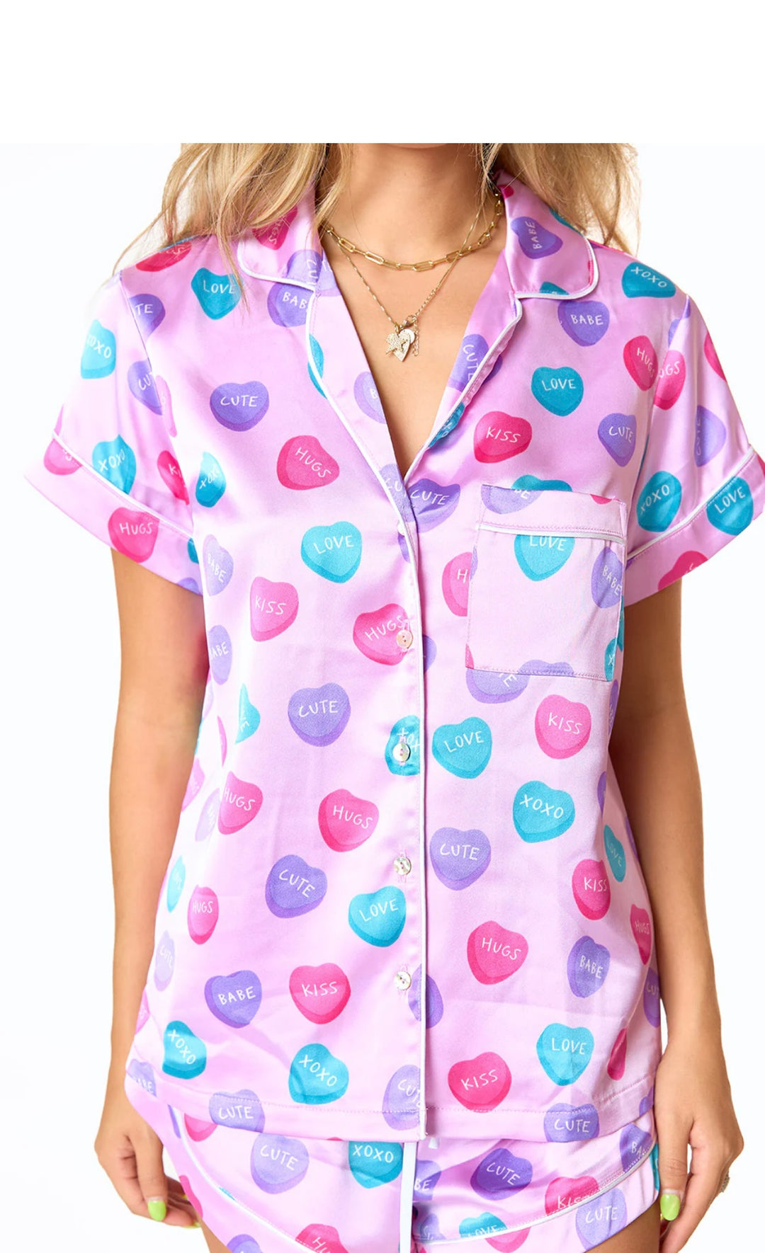 Aurora Sweet Hearts Pajama Set-Outfits-Buddy Love-Shop with Bloom West Boutique, Women's Fashion Boutique, Located in Houma, Louisiana