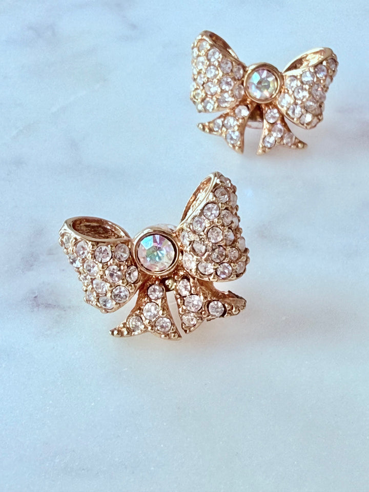 Vintage Rhinestone Bow Earrings-Jewelry-Erin Knight Designs-Shop with Bloom West Boutique, Women's Fashion Boutique, Located in Houma, Louisiana