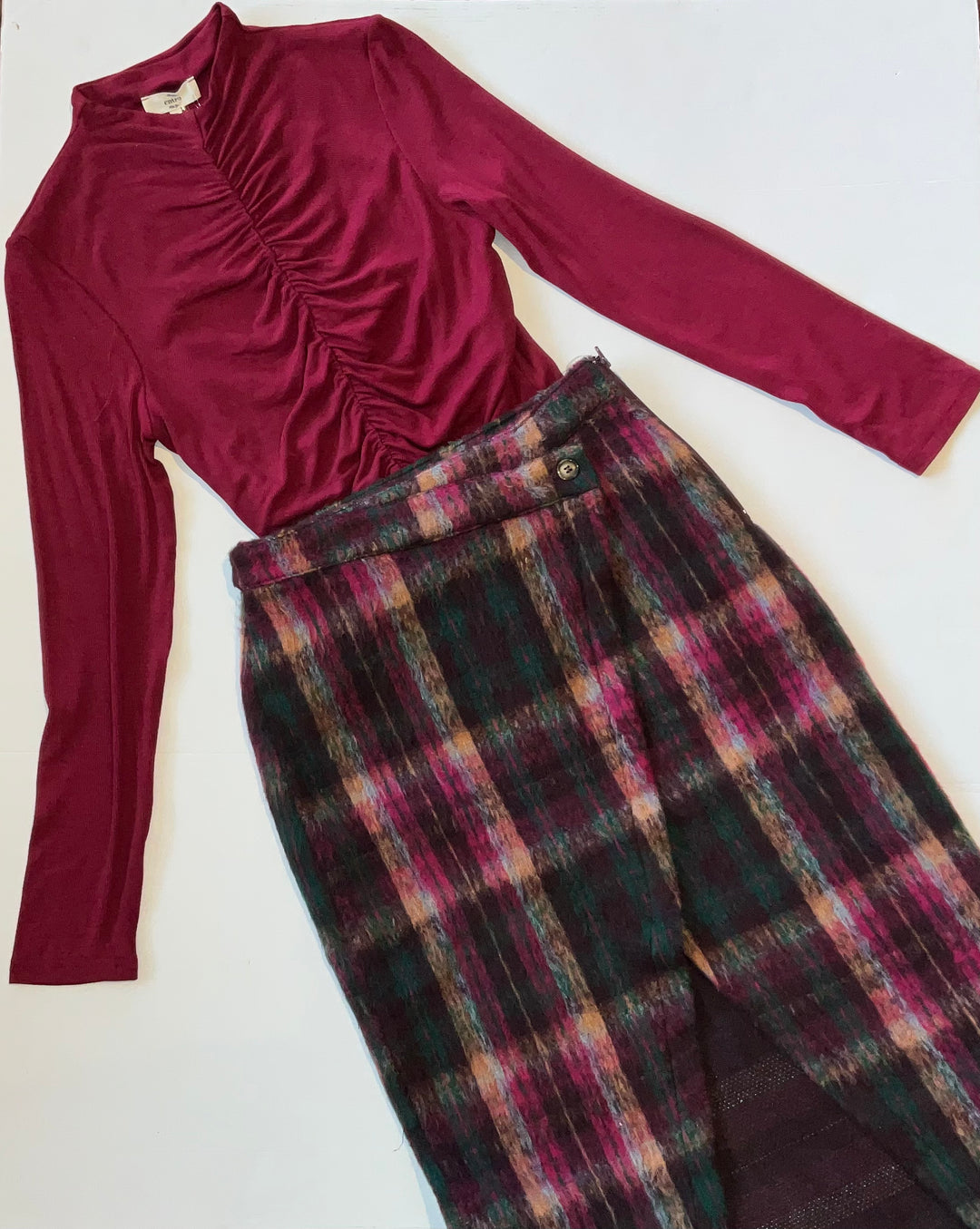 Scotlyn Plaid Wool Split Skirt-Skirts-Entro-Shop with Bloom West Boutique, Women's Fashion Boutique, Located in Houma, Louisiana